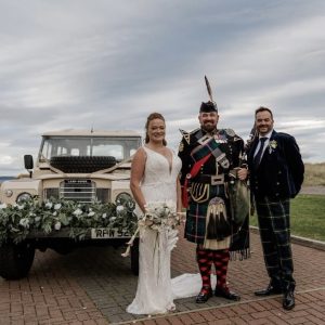 Wedding Bagpiper Jason Faulkner Playing for Karen & Graeme's wedding in Nairn, Scotland